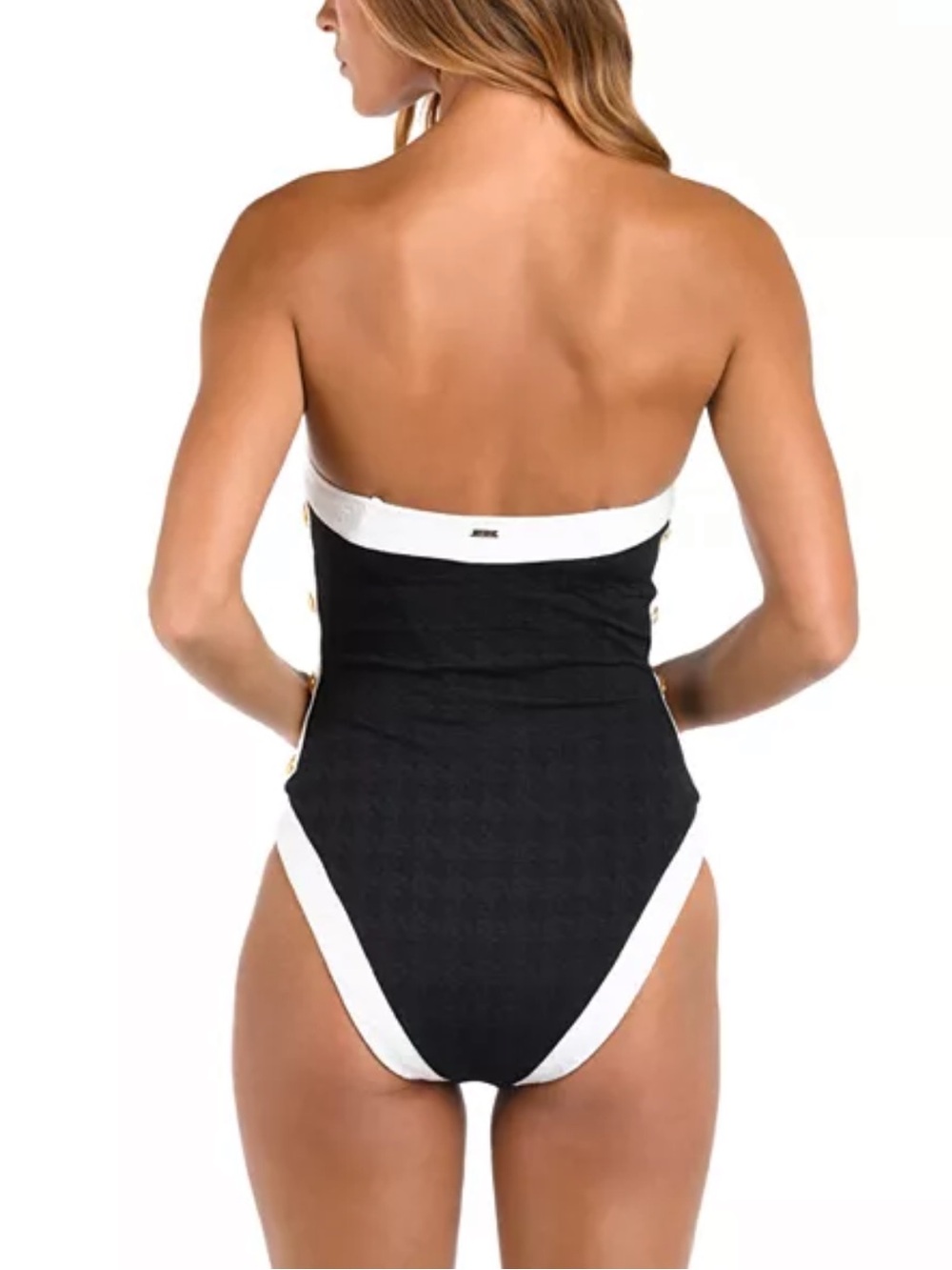L'AGENCE Tory Bandeau One Piece Swimsuit in black and white nwt - Picture 2 of 3